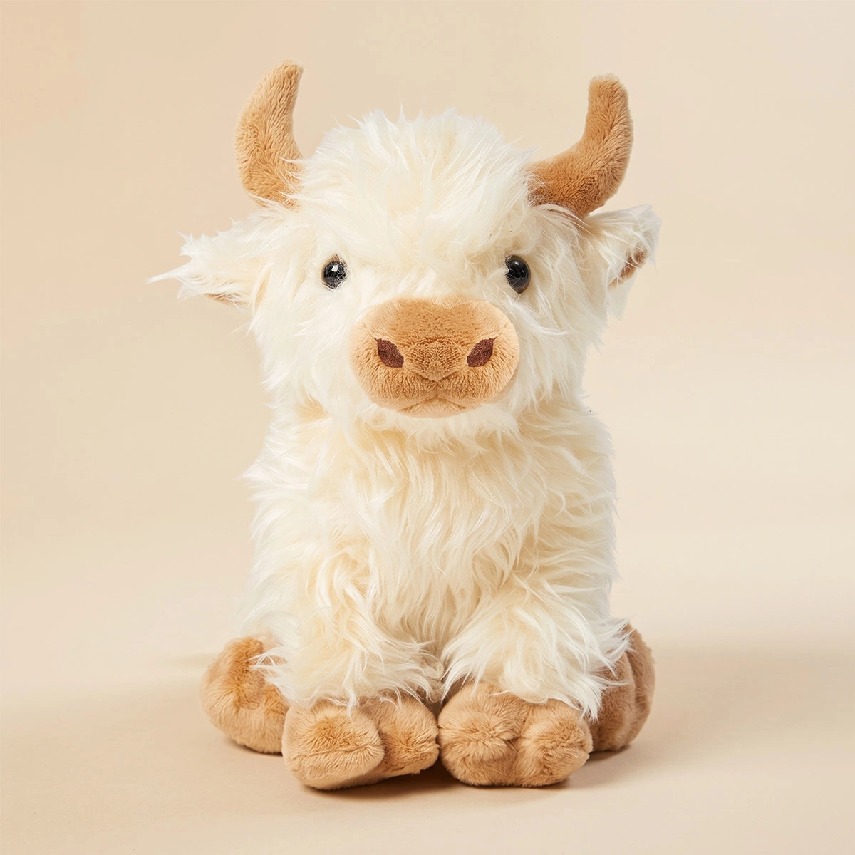 Labebe white highland cow plush stuffed animal toy front view variant