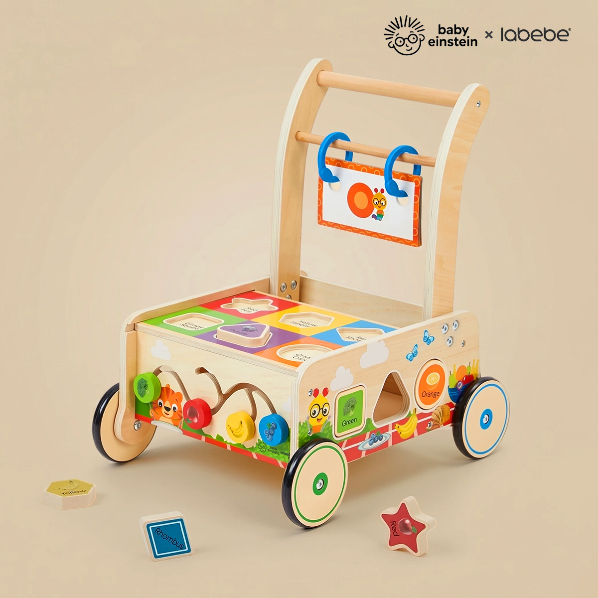 Official Baby Einstein x labebe wooden activity walker for toddlers with shape sorter and learning activities