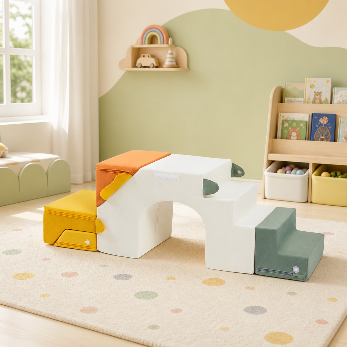 Montessori foam climbing block set with tunnel and stairs