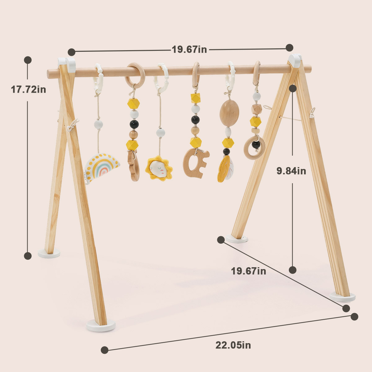 Labebe Wooden infant play gym dimensions and size guide