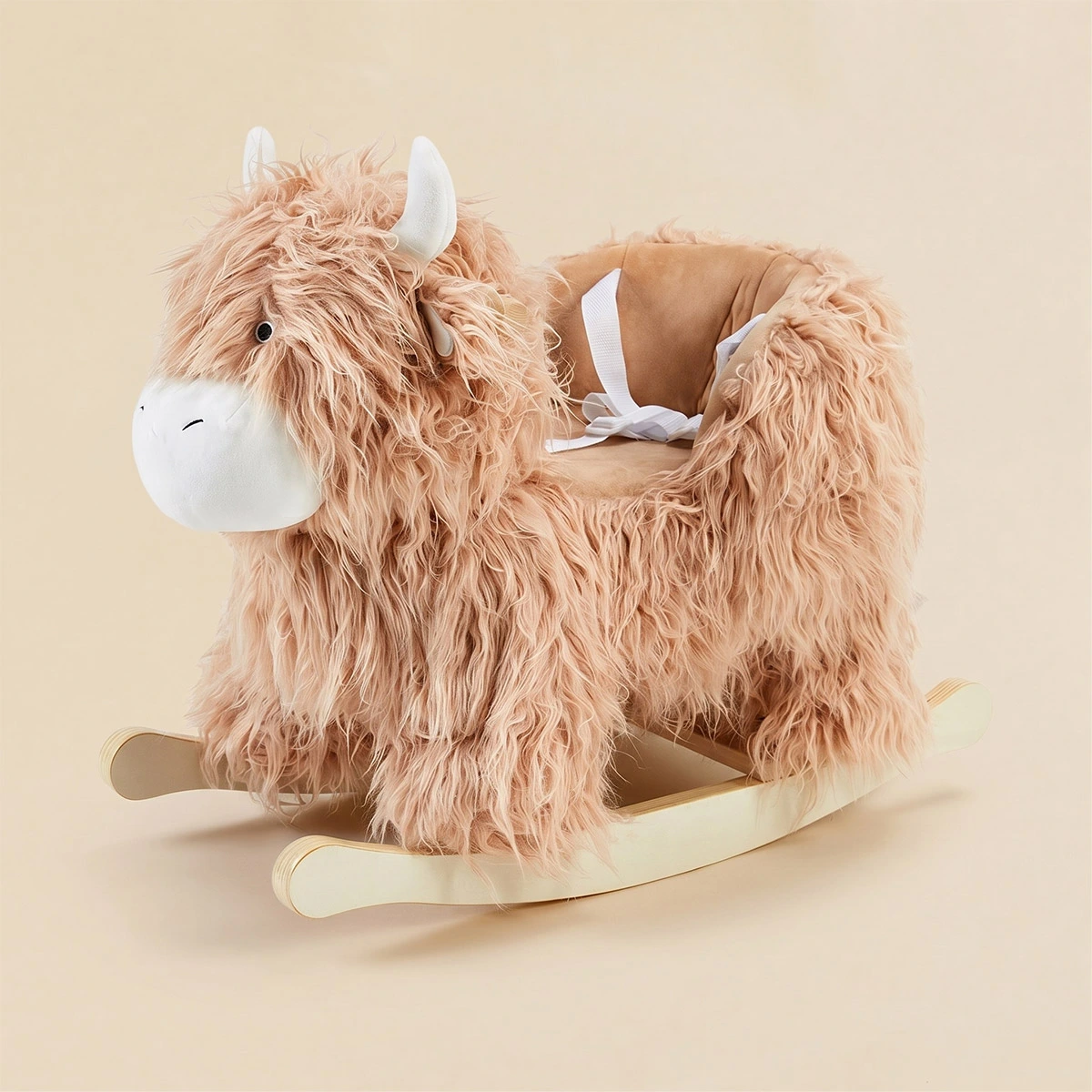 labebe Yak plush rocking horse with 3-side seat and safety harness