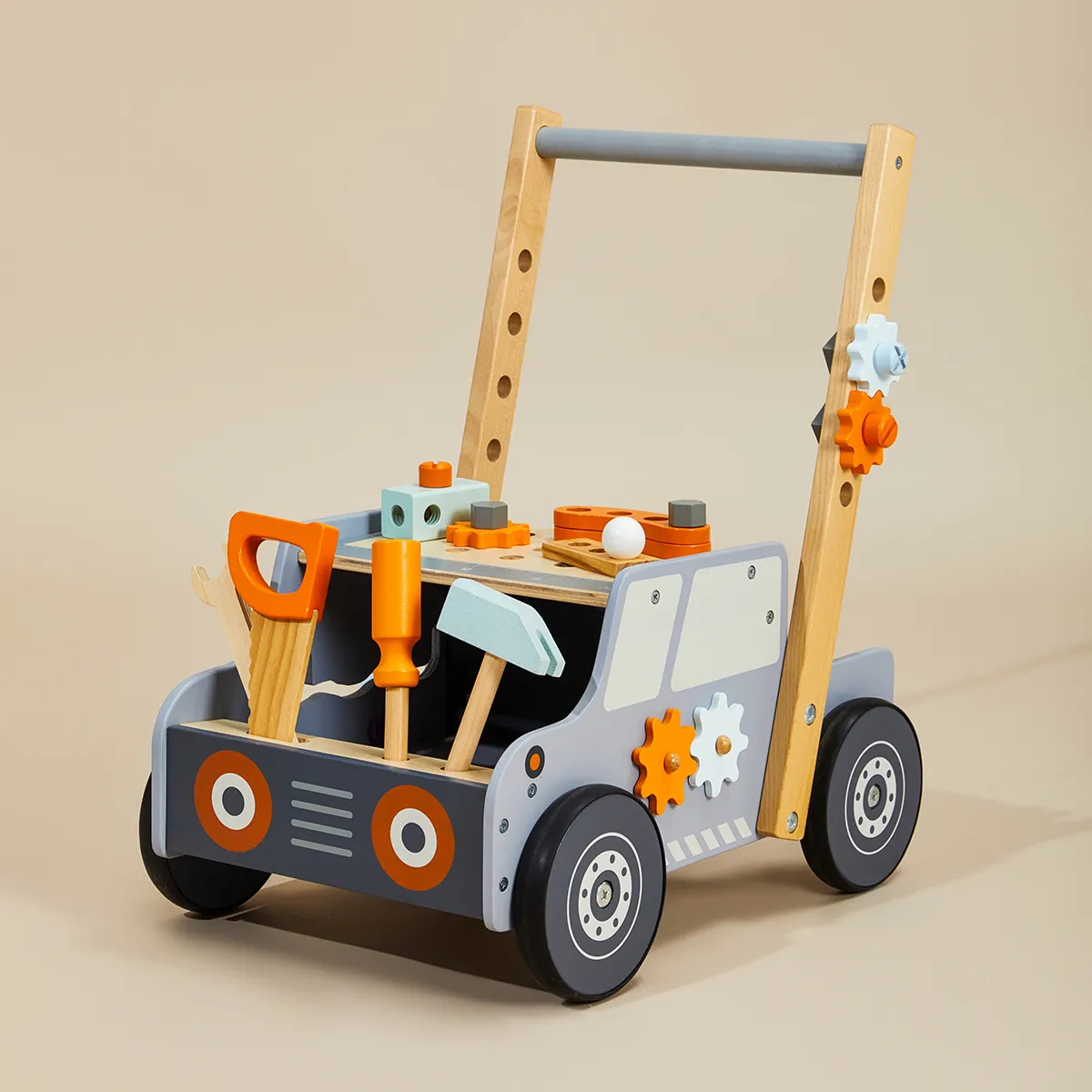 Wooden tool bench activity baby walker toy with play hammers and screws