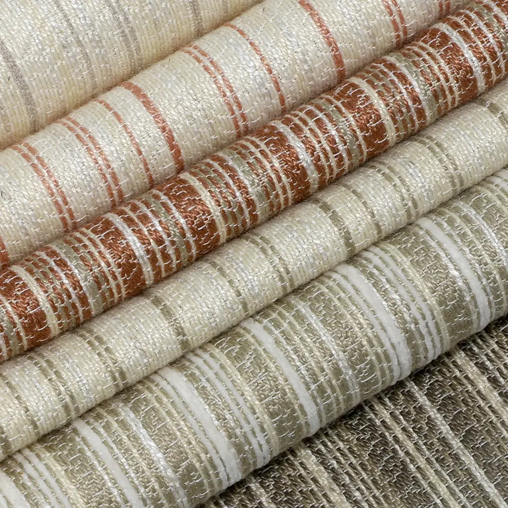 the Sample of No-Drill Amber Stripe Linen Roman Shades