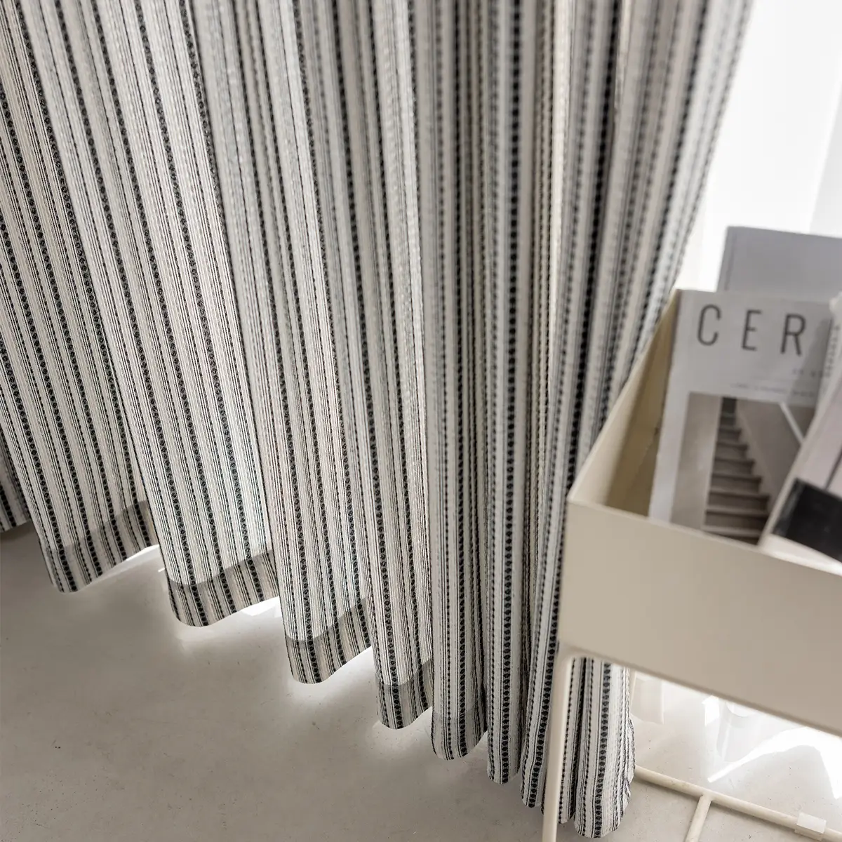 IsleThread Multi-Stripe Sheer Curtains - Textured Drapes | Lazzzy Deco