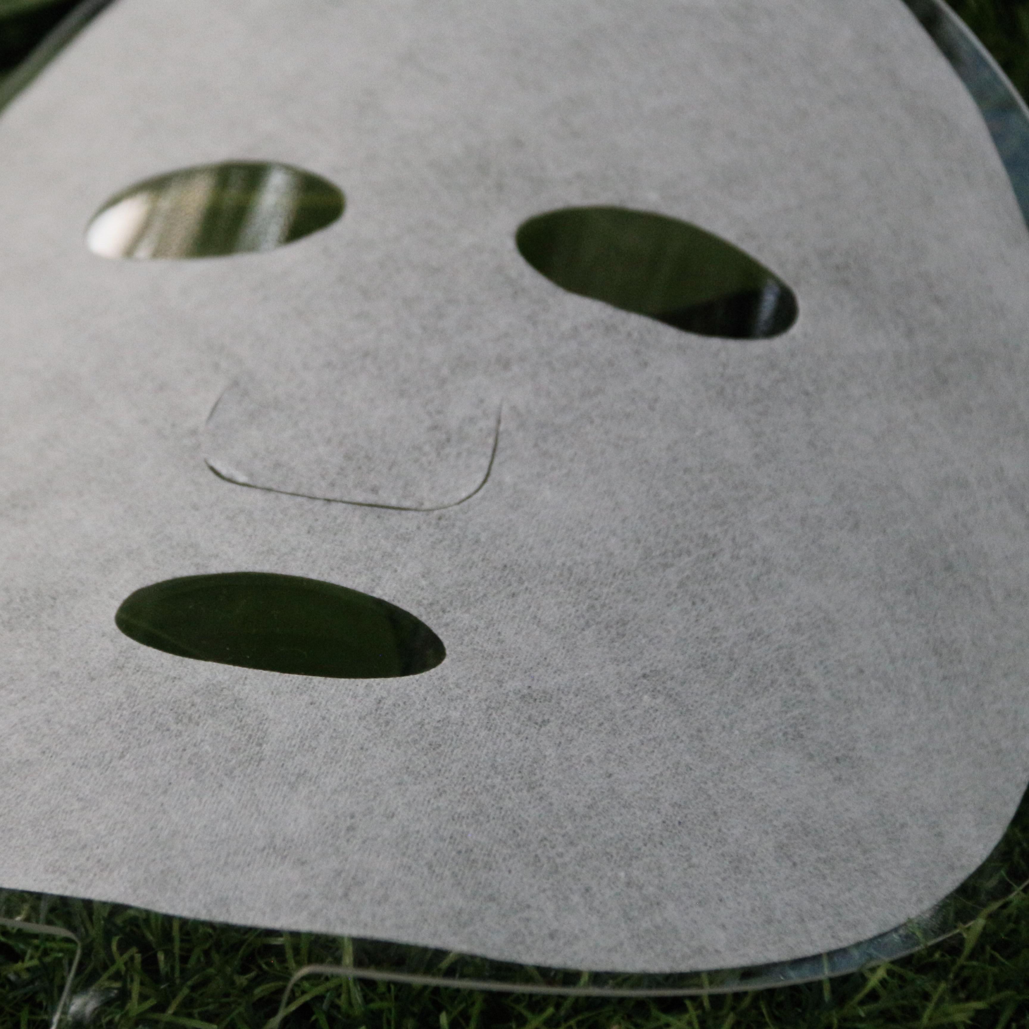 Close-up of Calming Mugwort Mask Sheet material for herbal skincare