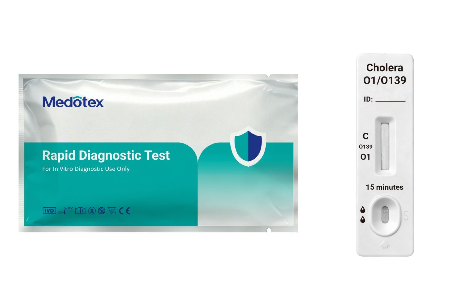 Cholera O1/O139 rapid test cassette and sealed pouch