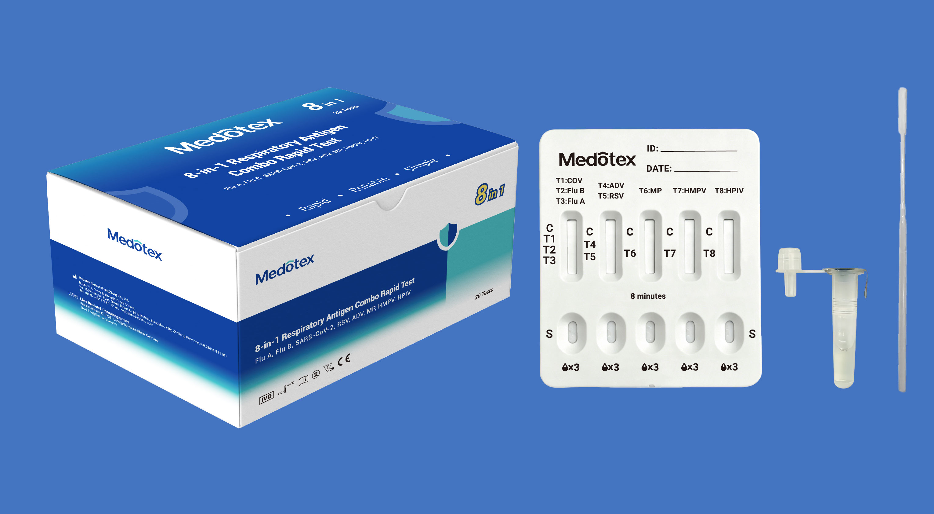 Medotex SARS-CoV-2 Flu A&B RSV ADV MP HMPV HPIV rapid test kit