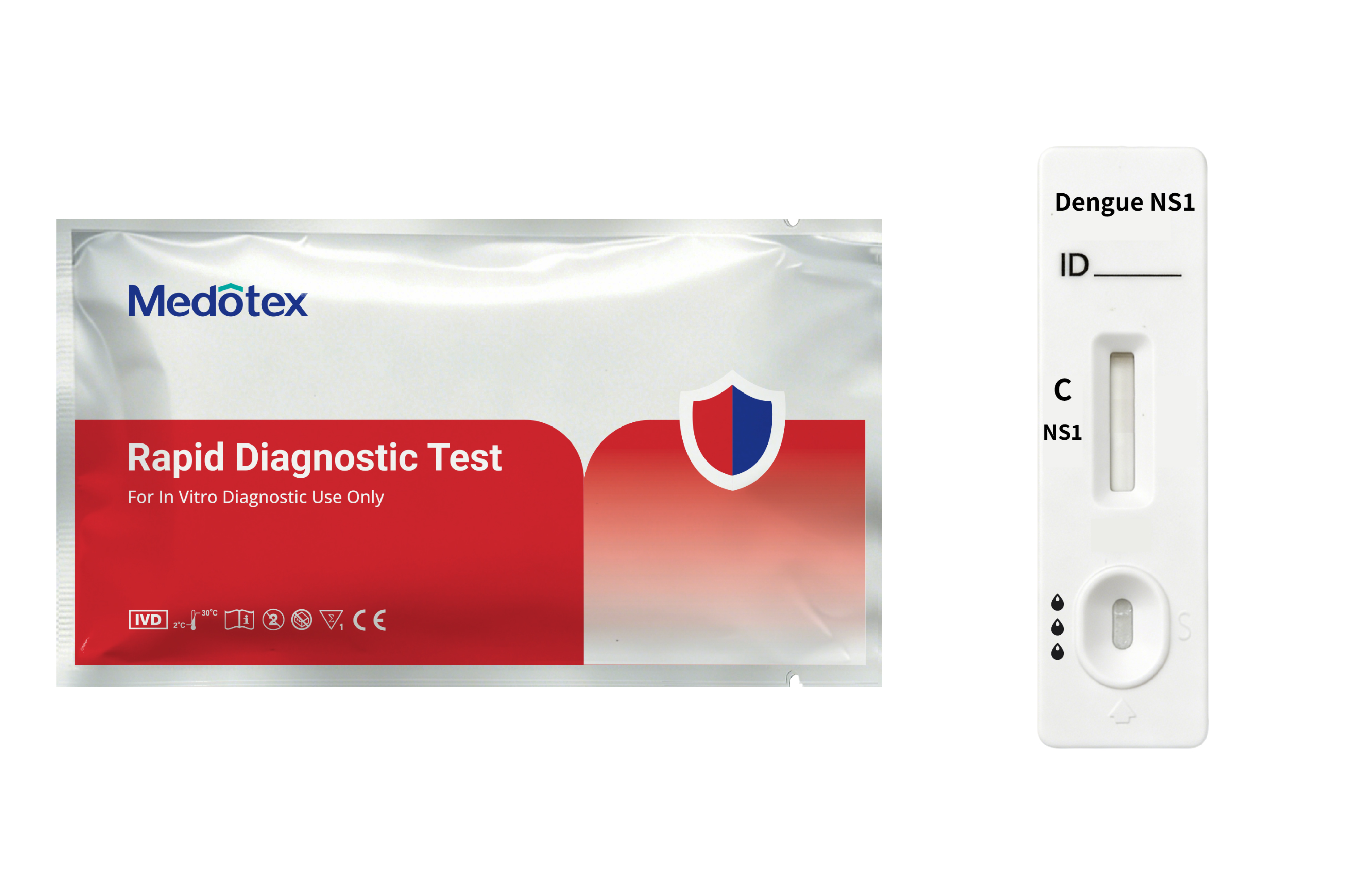 Medotex dengue ns1 antigen rapid test cassette with foil pouch for early detection of dengue virus