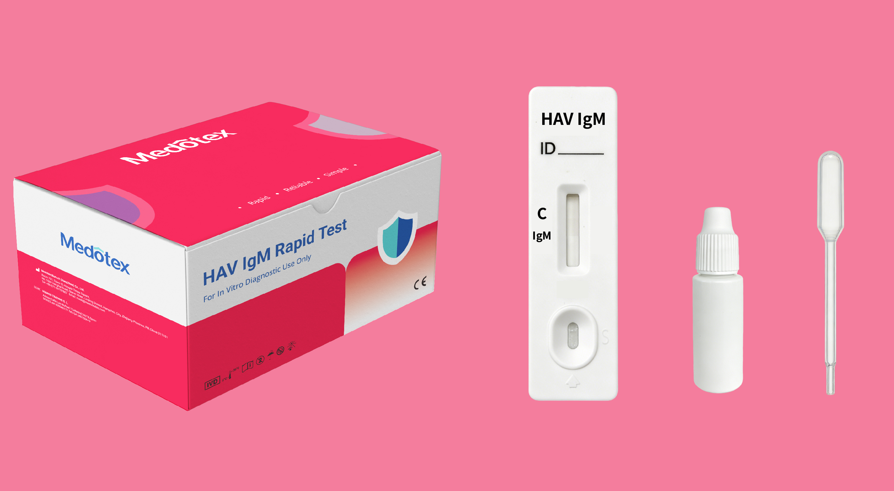Medotex hepatitis a igm rapid test kit including cassette buffer and dropper for in vitro diagnostic use