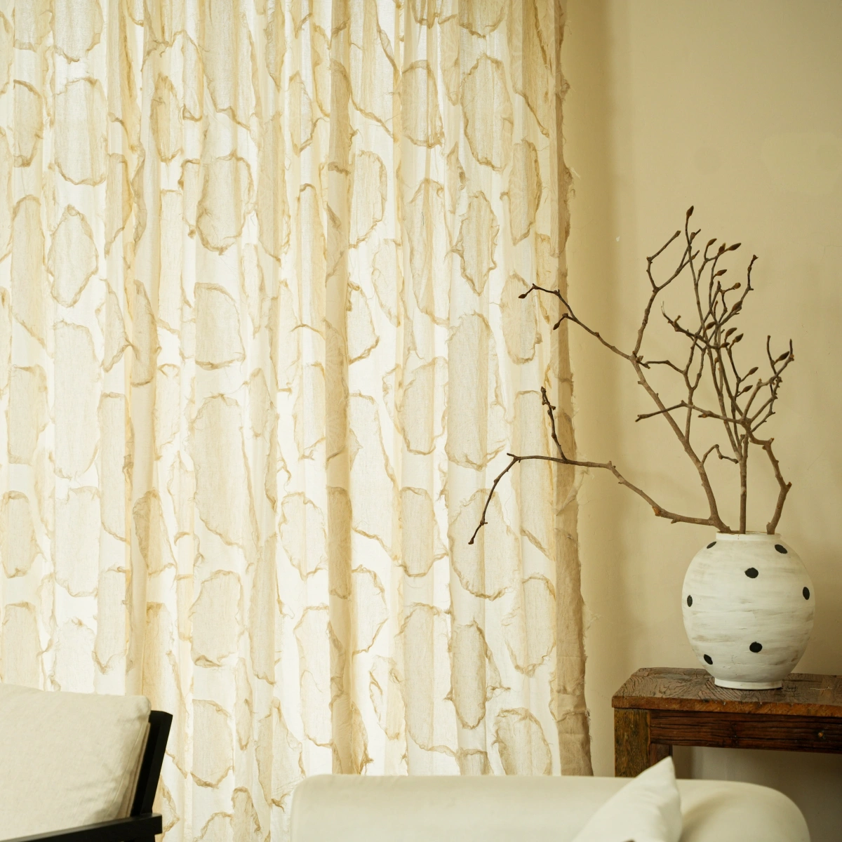Airy Layered Handcrafted Cotton Curtain | Artful Texture | Rawlune