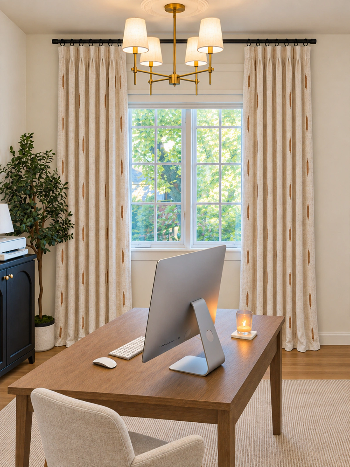 Organic Motif Woven Linen Curtain
