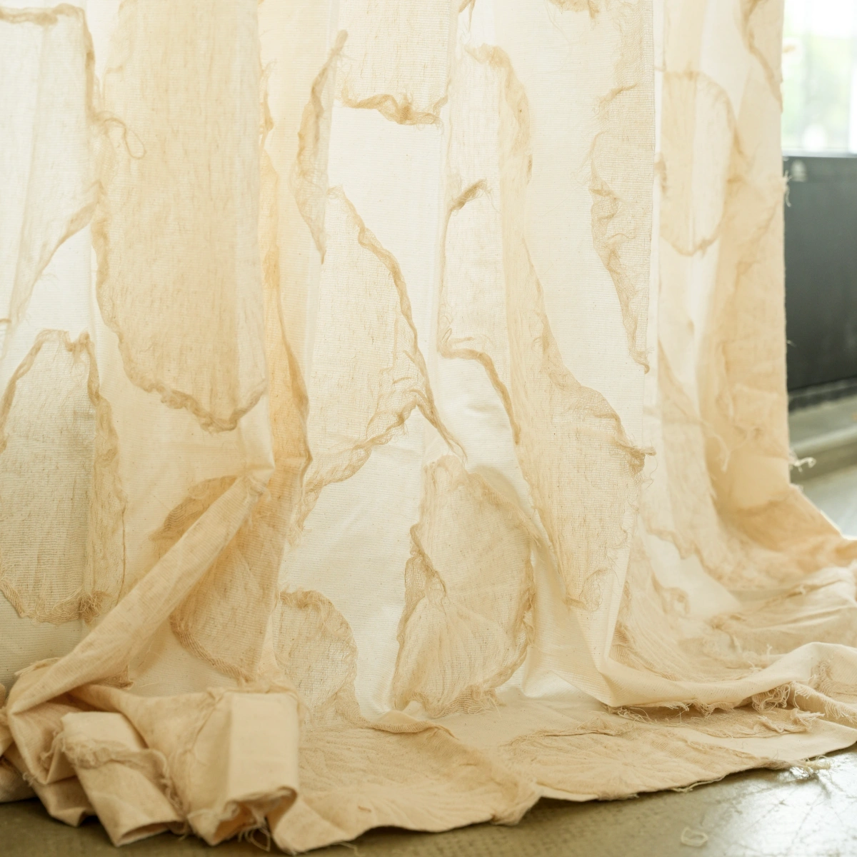 the details of Airy Layered Handcrafted Cotton Curtain | Artful Texture | Rawlune