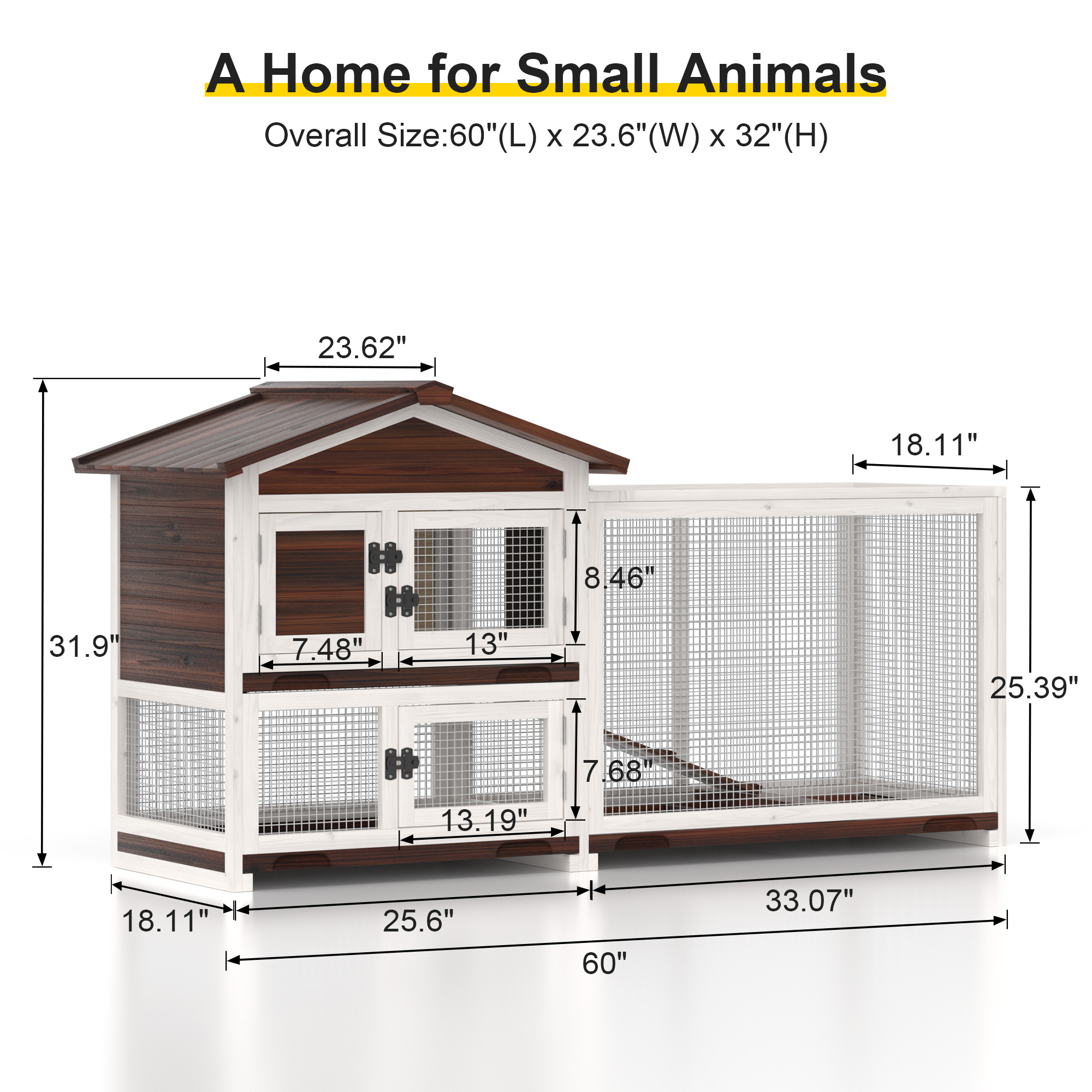 Kecreque Rabbit Cage Indoor & Outdoor Rabbit Hutch Weatherproof Bunny ...