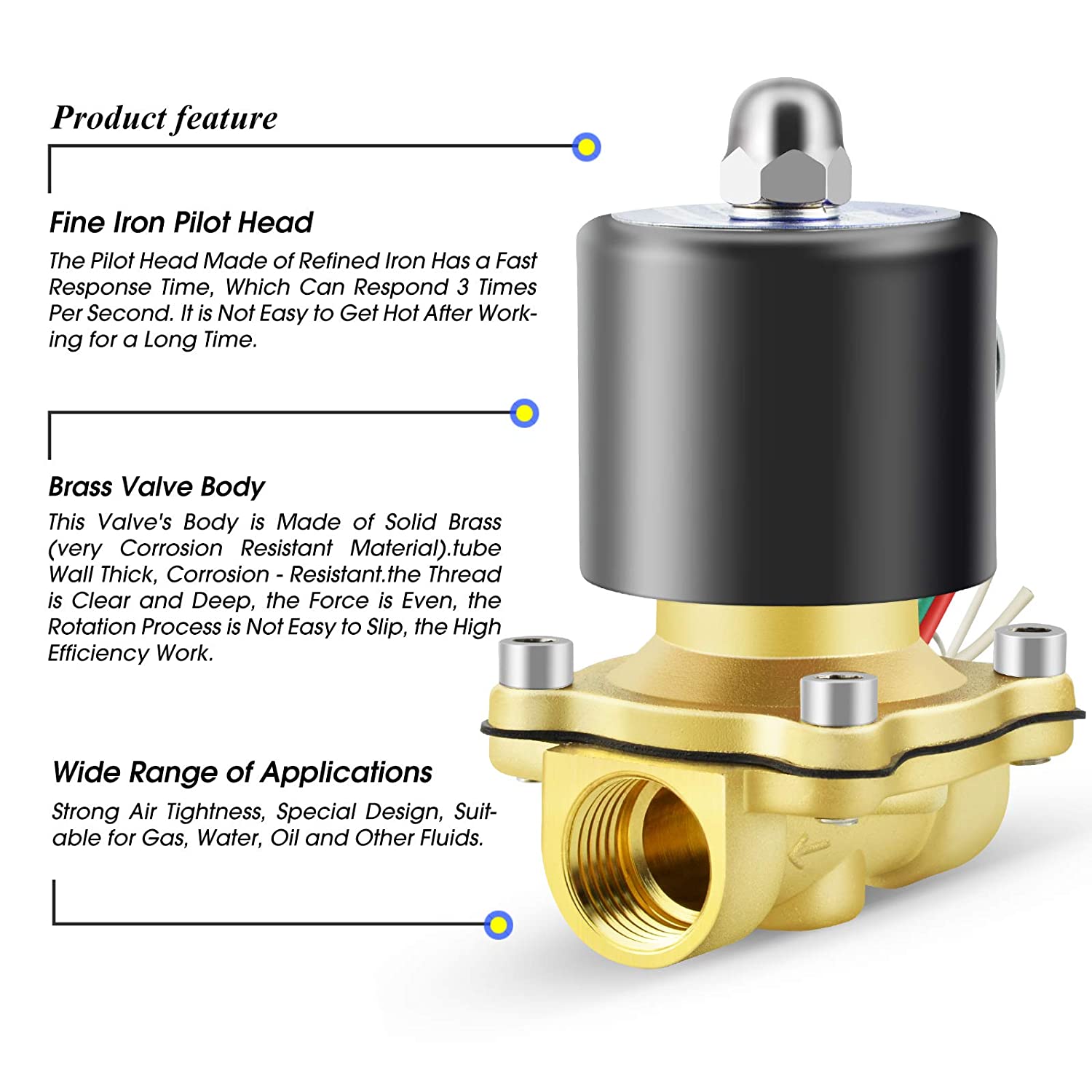 3/4" Brass Electric Solenoid Valve 110V AC Normally Closed - For Non-Potable Water