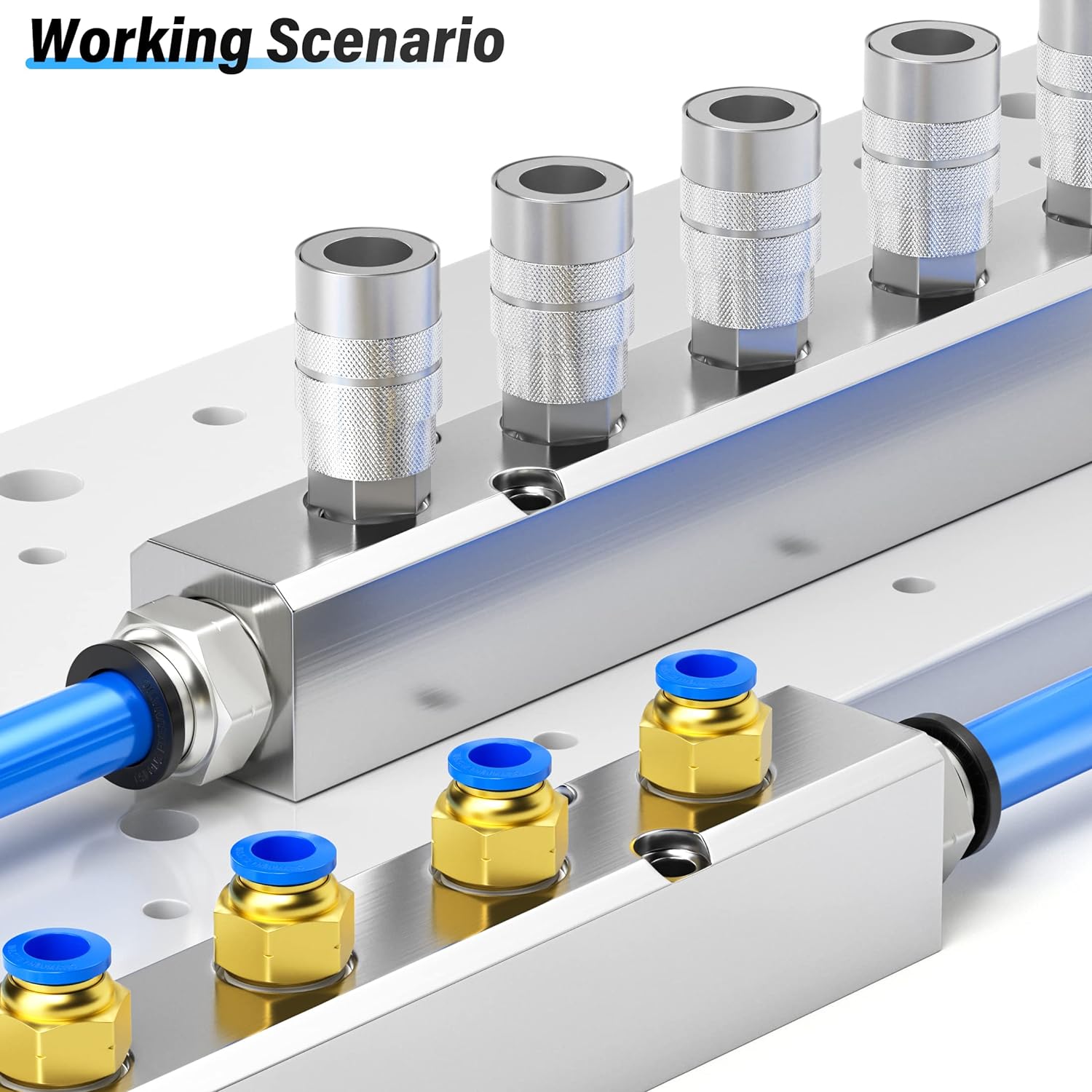 TAILONZ PNEUMATIC Silver 2 Way Pneumatic Shunt Aluminum Block