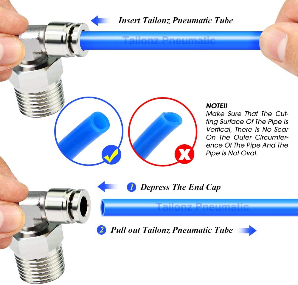 Raccords Pneumatiques Coudés TAILONZ - 8mm OD Tube X 1/8" BSP, Pack De 2, Push To Connect