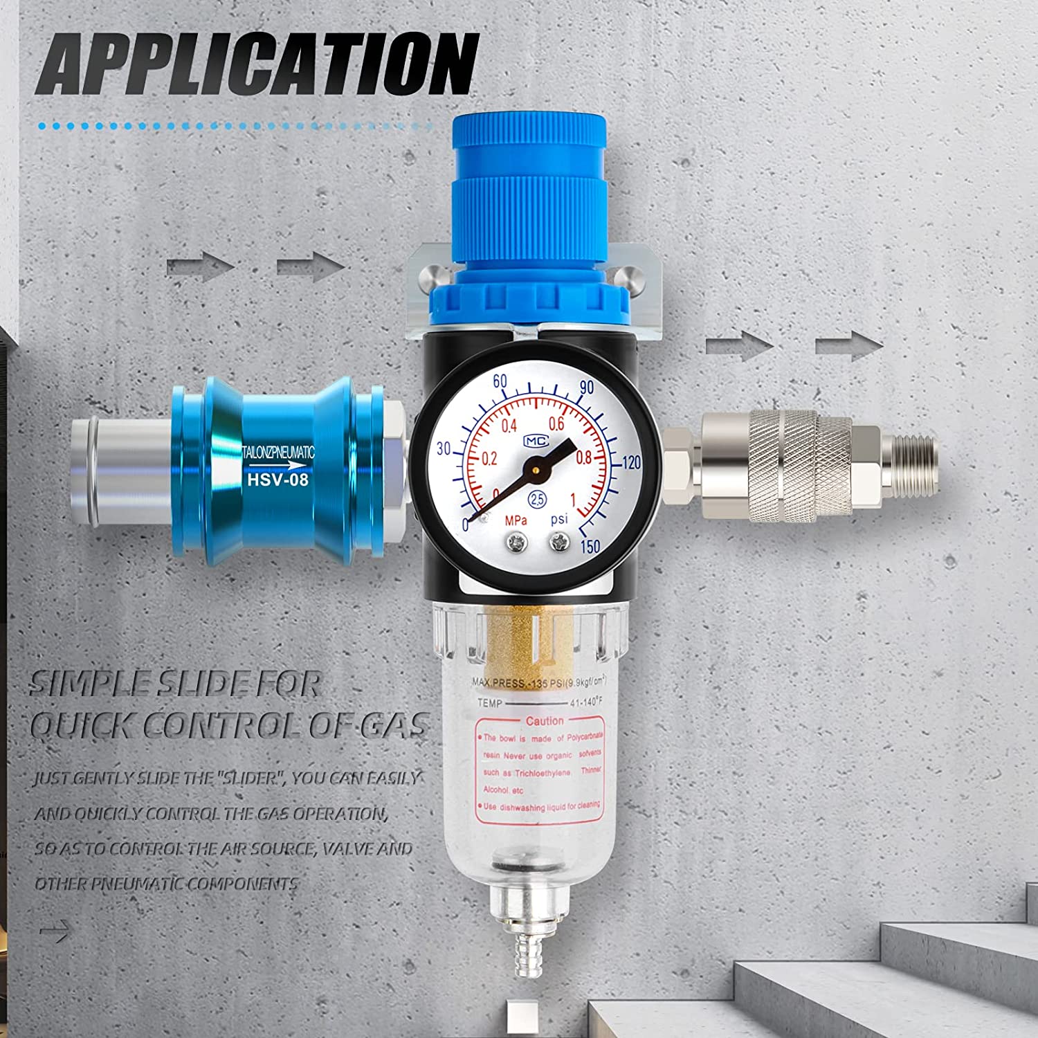 Voetklep Pneumatische Voetbediening Valve Kit Voetpedaal Lucht Klep 2? Positie 5?Manier Pedalen van Aluminium Duurzaam en Energie-Besparing met Deksel Vergrendelen en Gerichte Direct?Acteren