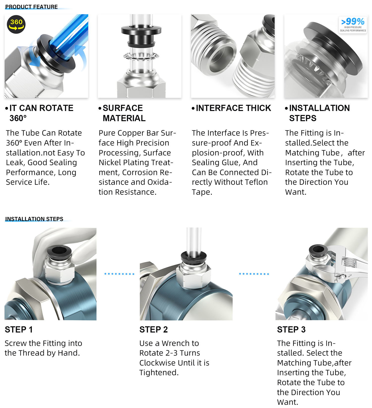 Beduan Tubo Flessibile In Acciaio Inox Da 5/8" A 1/2" Maschio NPT - Foto 3