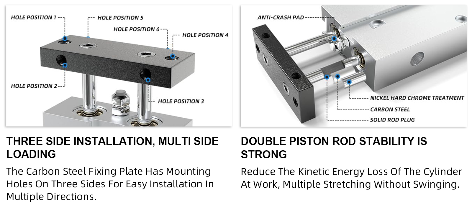 TAILONZ PNEUMATIC Double-Rod Double-Acting Aluminum Pneumatic Air