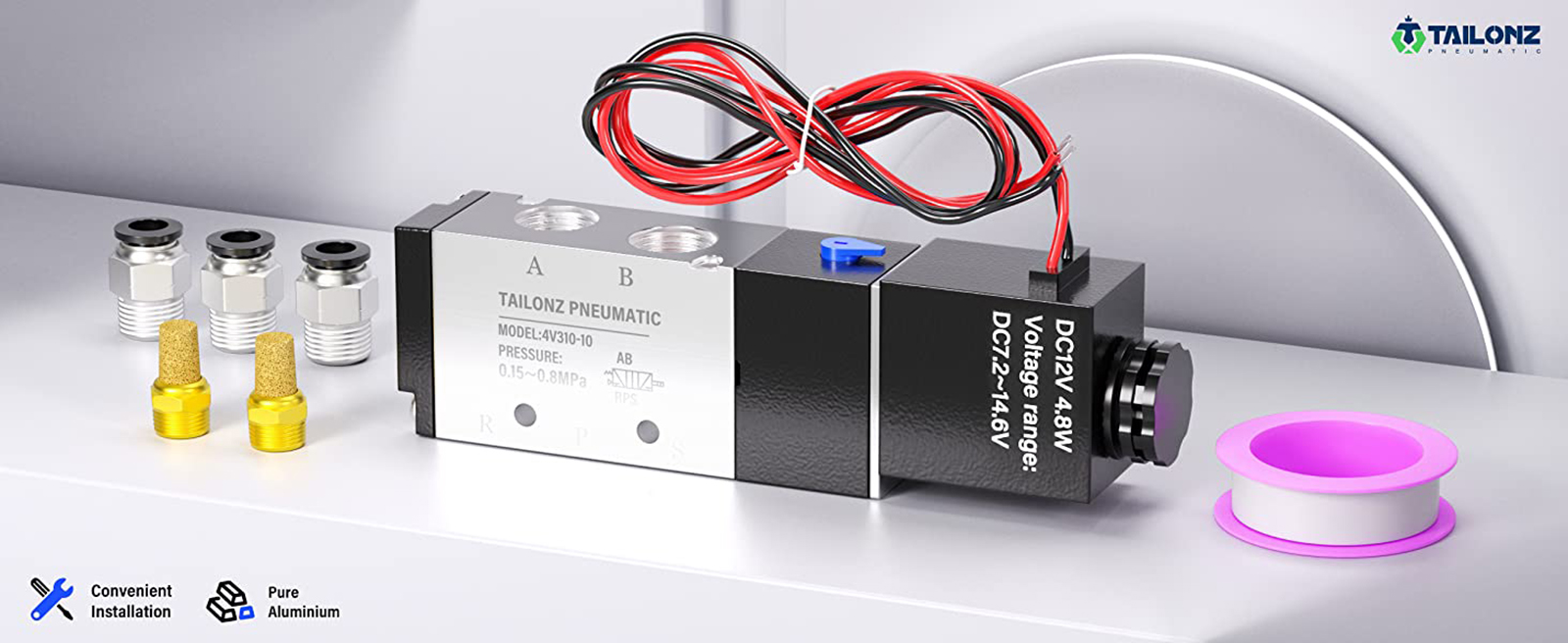 TAILONZ PNEUMATIC 1/4 "BSP Electrovanne 24V Simple Bobine Pilotage