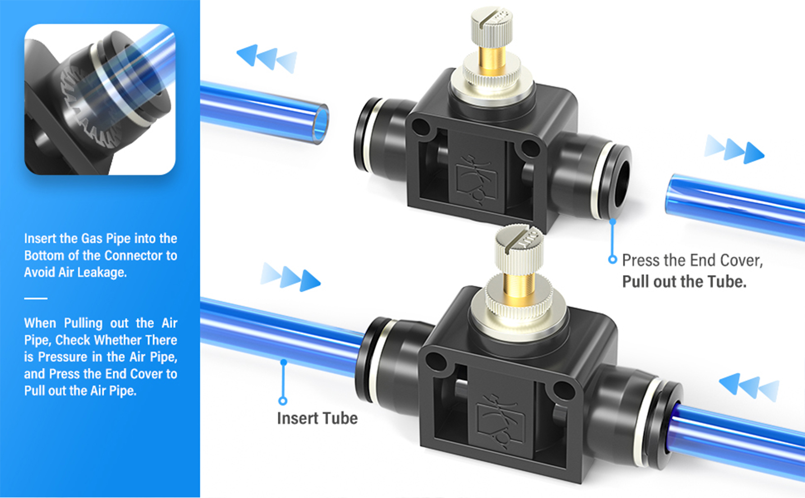 TAILONZ PNEUMATIC Black SCF Air Flow Control Valve with Push