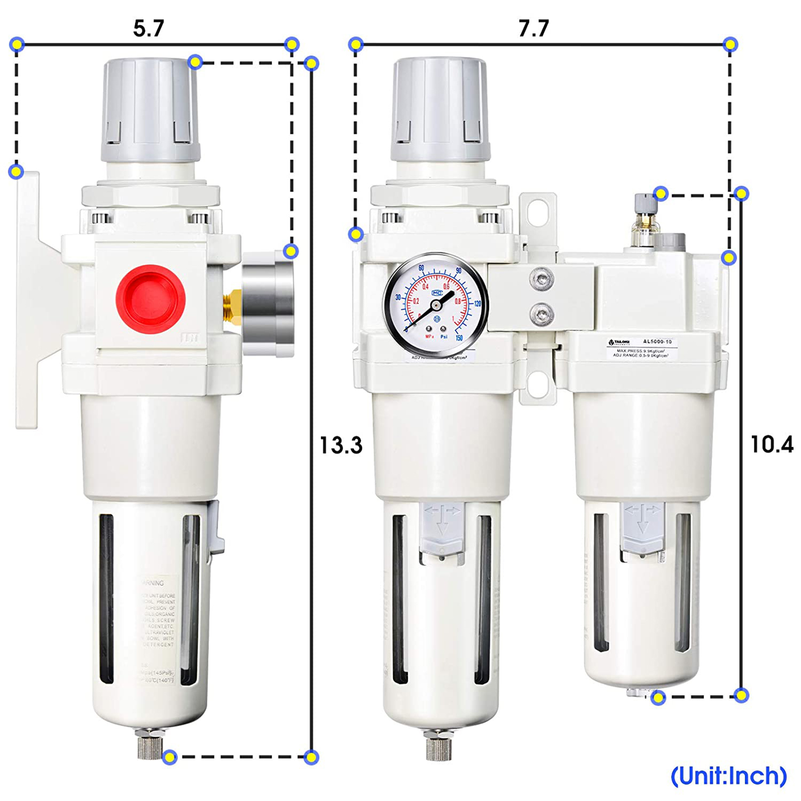 TAILONZ PNEUMATIC Ersatz-Set für industrielle 3- und 4-stufige Filter, 0,01 Mikrometer, für die Verwendung mit 1,27 cm und 1,9 cm Industriefiltern