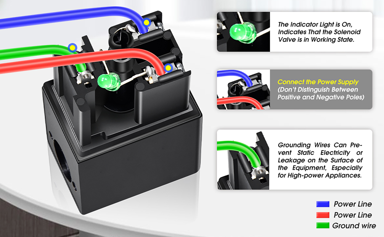 Elettrovalvola Pneumatica 4V210-08 DC 24V - 2 Posizioni 5 Vie, Con Raccordi Rapidi, Per Impianti Aria Compressa