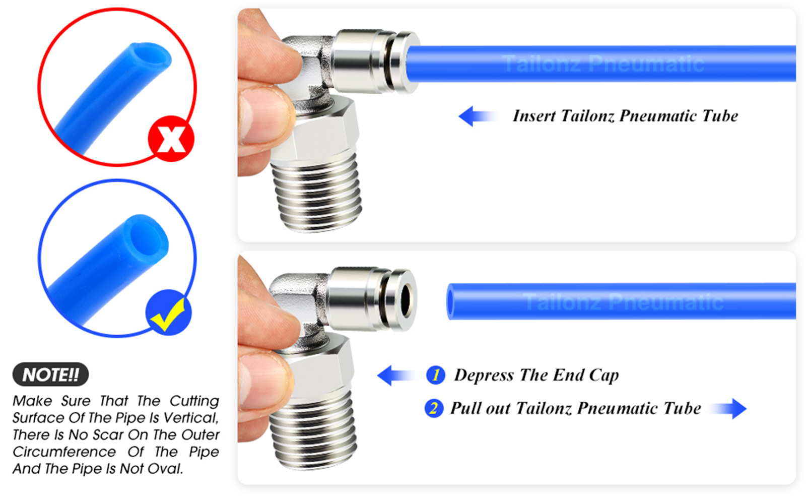 TAILONZ PNEUMATIC 304 Stainless Steel Male Elbow Push to Connect Tube ...