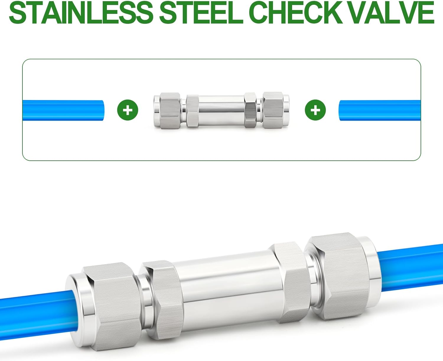 TAISHER 2-Pack 304 Stainless Steel 1" NPT Female Vertical Check Valve - Spring Loaded, 200 PSI
