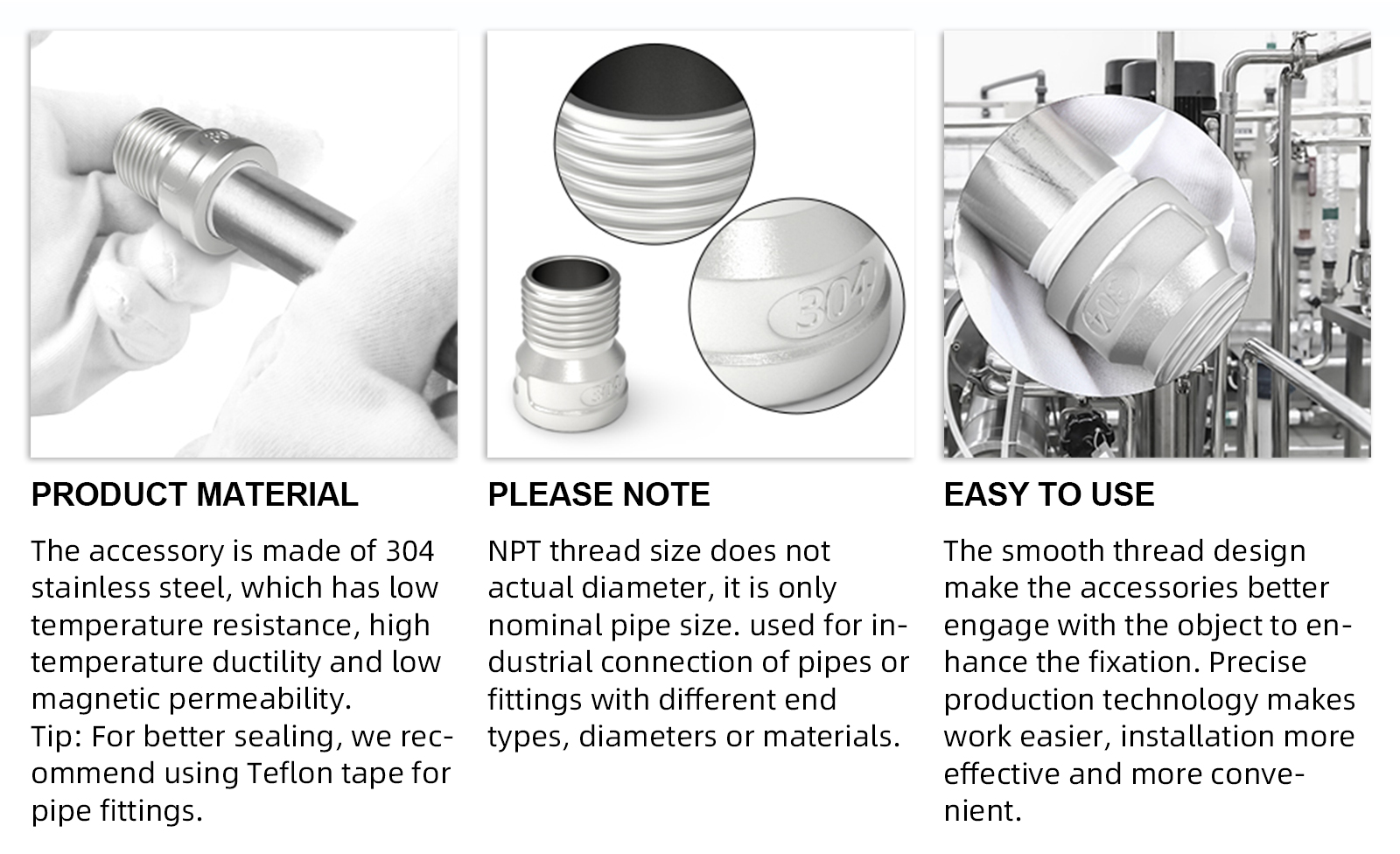 TAISHER 5PCS 304 Stainless Steel Pipe Fitting - View #4