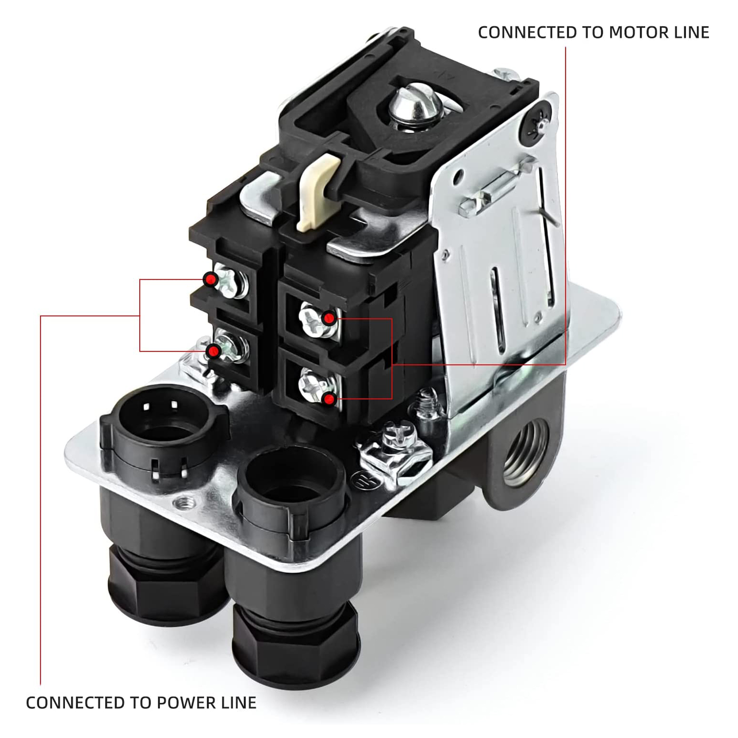 95-125 PSI Compressor Switch MEANLIN Air Compressor Pressure Switch - 95-125 PSI With Gauge & Safety Valve 110V-240V Safety Relief Valve - View #9