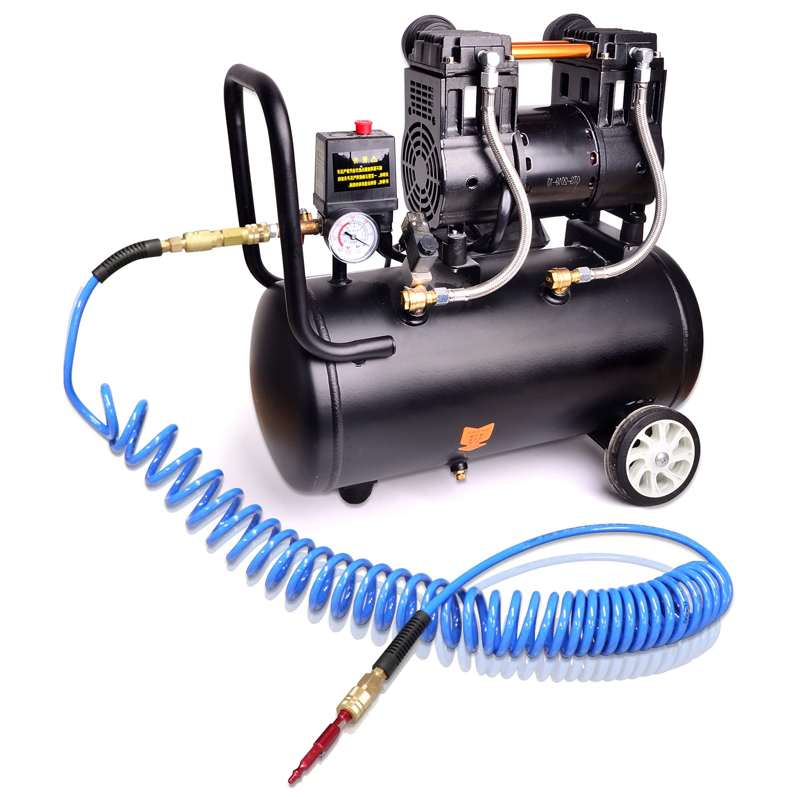 YOTOO 1/4\" X 25ft Hybrid Air Hose - 300 PSI Heavy Duty Compressor Hose With Fittings & Bend Restrictors, Blue