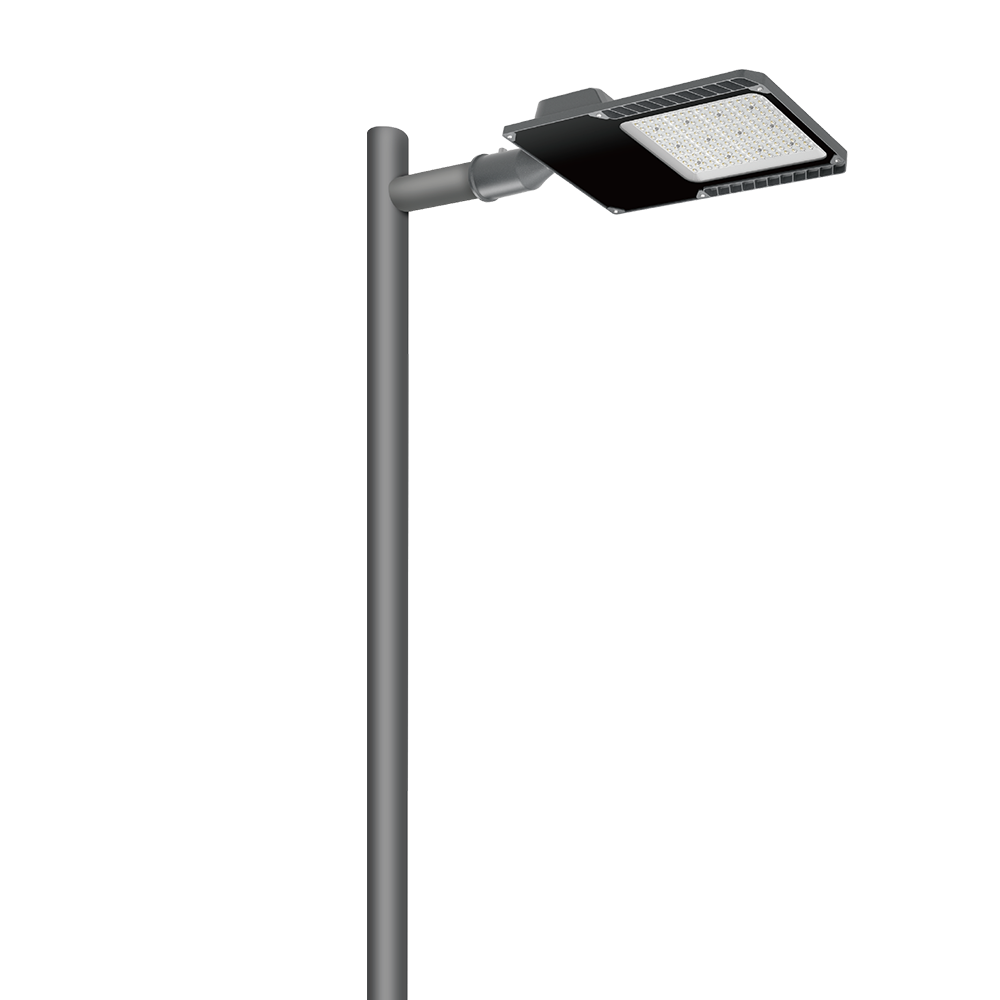 Infralumin's ASL28ECO 240W IP65 LED street light installed on pole, ideal for vandal resistant outdoor lighting projects