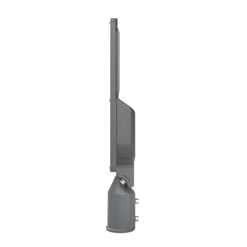 Slim side profile of ASL28ECO IP65 LED street light showing durable housing and modular construction