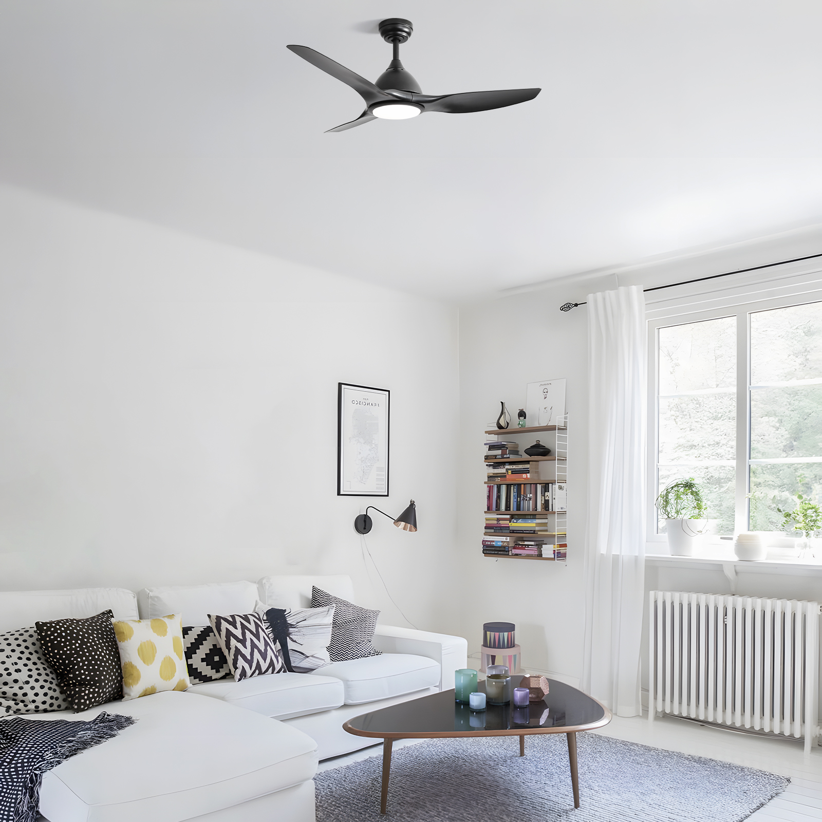 Sofucor Modern Design 52-inch Ceiling Fan With LED Light DC Motor 6-speed With Remote Control